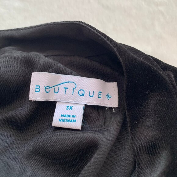 NEW‎ Botique+ black crushed velvet velour long sleeve below knee party dress - Picture 10 of 12